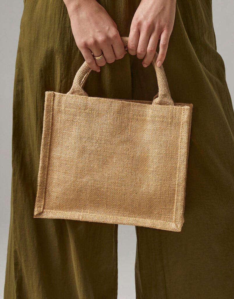 Tote bag Westford Mill Shimmer Jute Mini Gift naturel / or