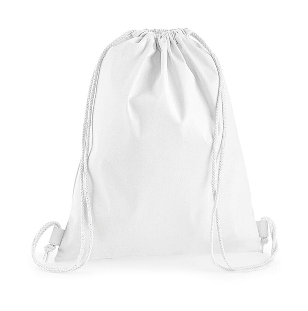 Sac à cordon Westford Mill Premium Cotton Gymsac blanc