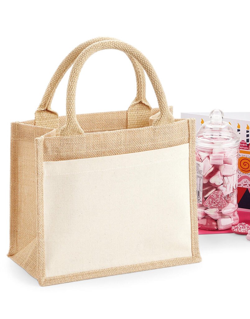 Tote bag Westford Mill Cotton Pocket Jute Gift naturel