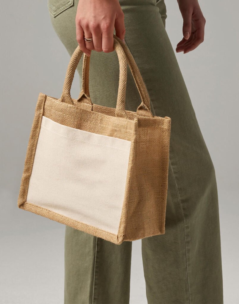 Tote bag Westford Mill Cotton Pocket Jute Gift naturel