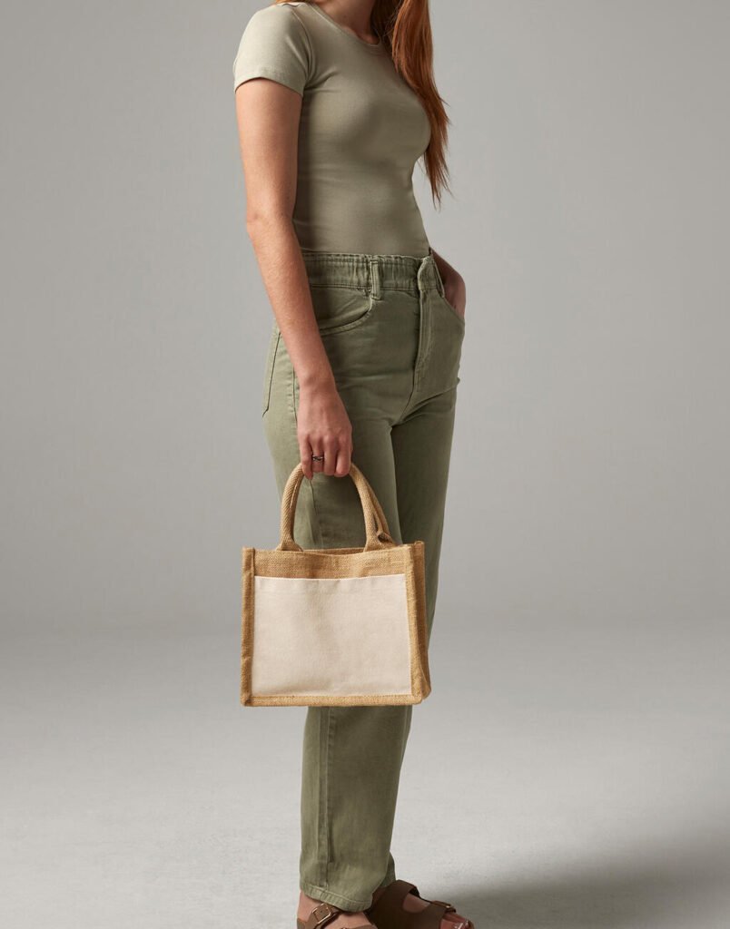Tote bag Westford Mill Cotton Pocket Jute Gift naturel
