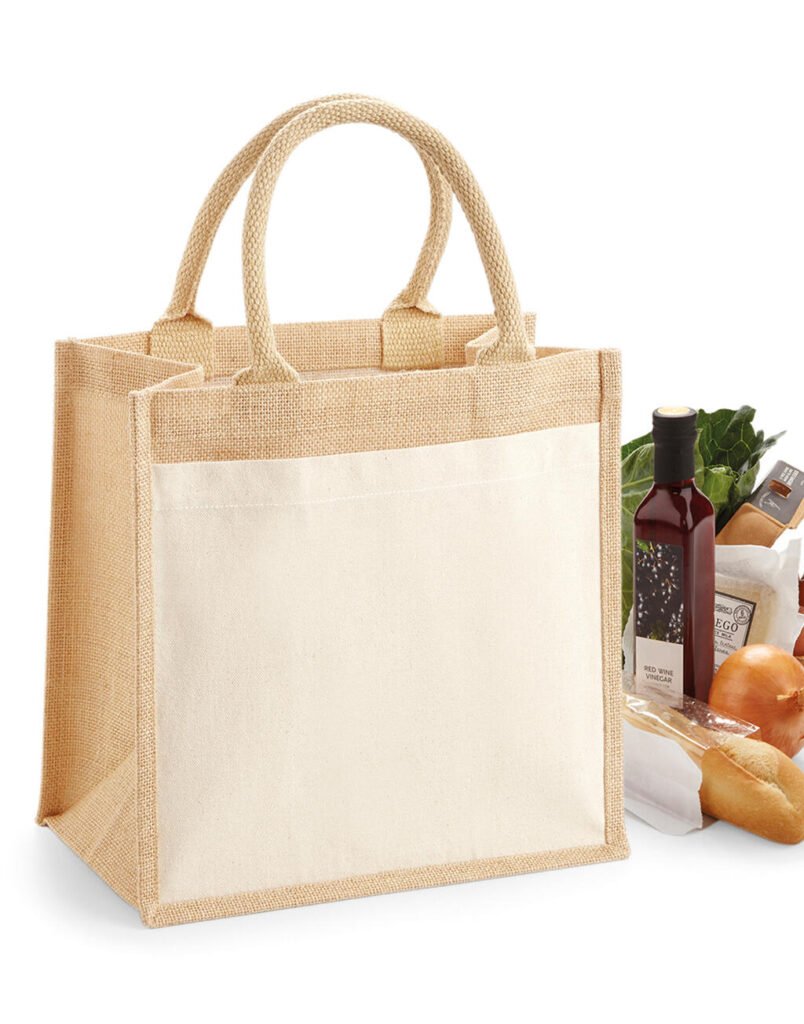 Tote bag Westford Mill Cotton Pocket Jute Midi Tote naturel