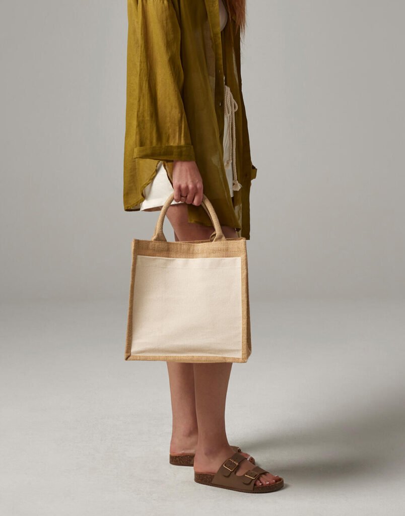 Tote bag Westford Mill Cotton Pocket Jute Midi Tote naturel
