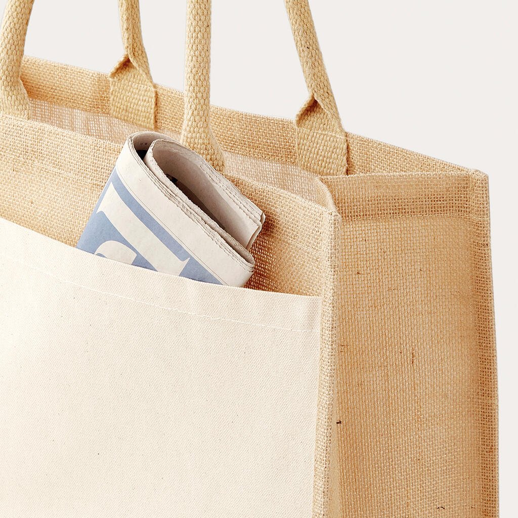 Tote bag Westford Mill Cotton Pocket Jute Shopper naturel
