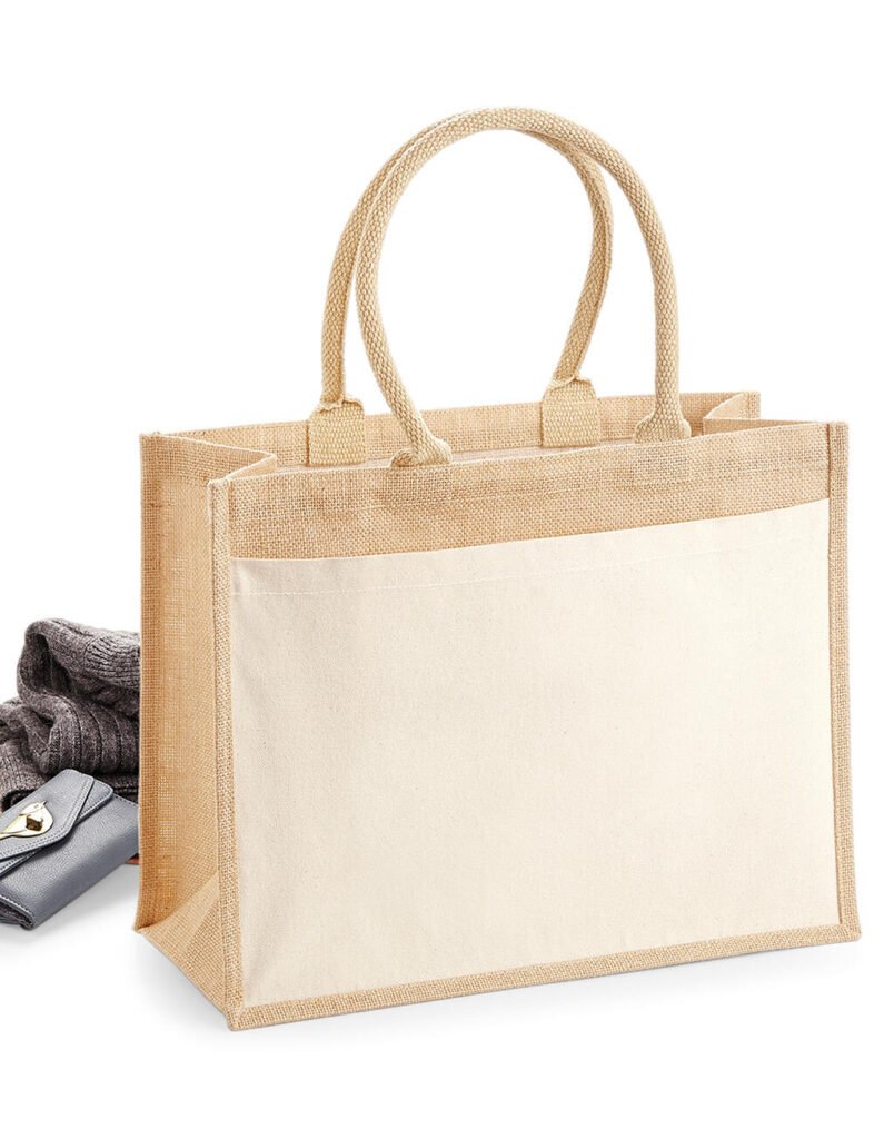 Tote bag Westford Mill Cotton Pocket Jute Shopper naturel