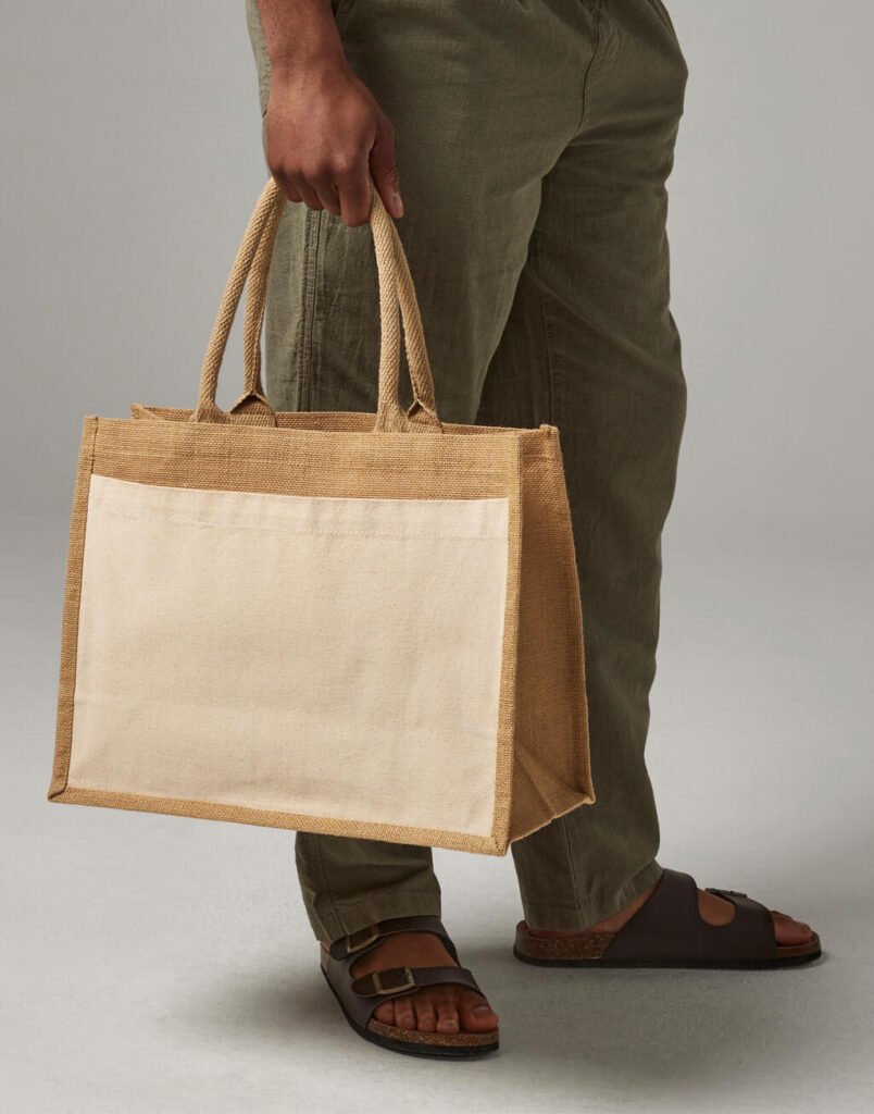 Tote bag Westford Mill Cotton Pocket Jute Shopper naturel