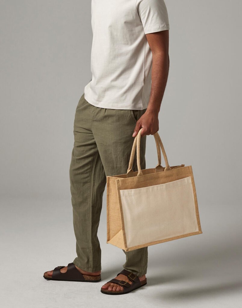 Tote bag Westford Mill Cotton Pocket Jute Shopper naturel