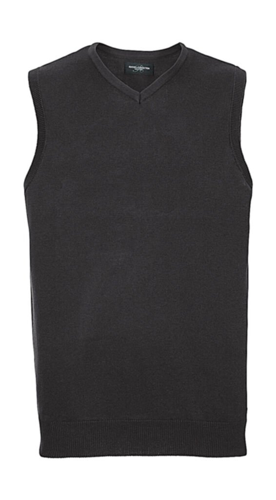 Pull Russell Collection Adults' V-Neck Sleeveless Knitted Pullover anthracite chiné