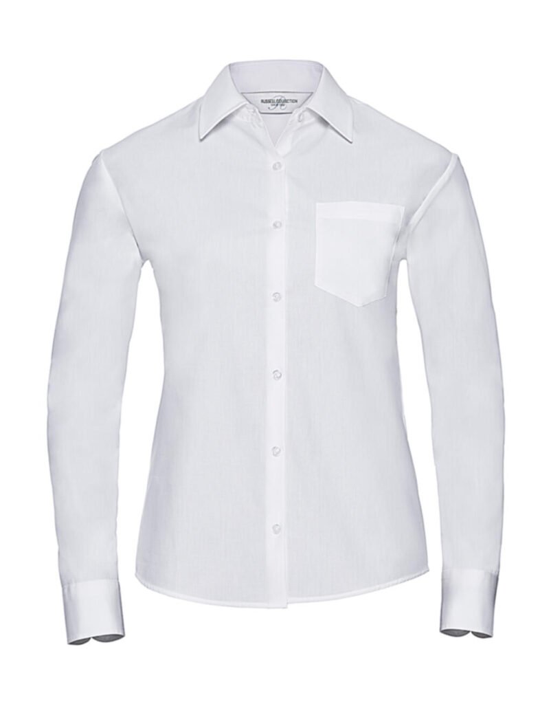 Russell Collection Poplin Blouse LS blanc