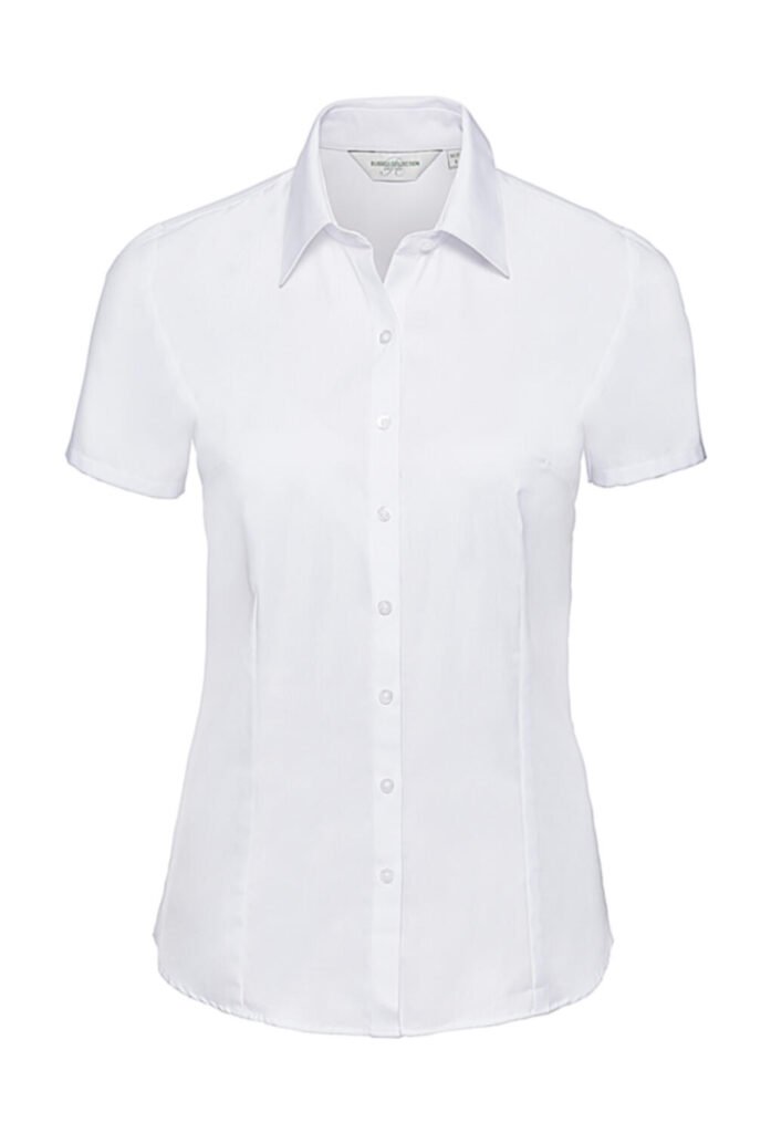 Chemise manches courtes Russell Collection Ladies' Herringbone blanc
