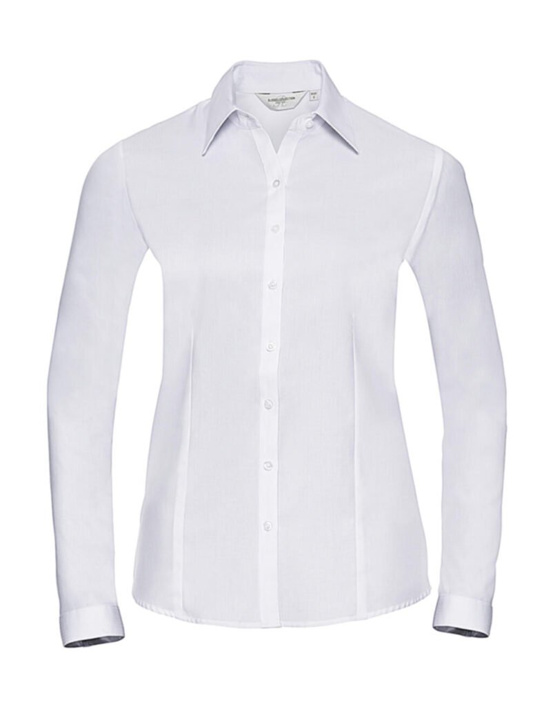Chemise Russell Collection Ladies' LS Herringbone blanc