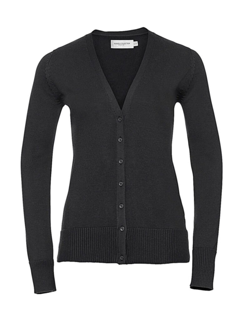 Pull Russell Collection Ladies’ V-Neck Knitted Cardigan anthracite chiné