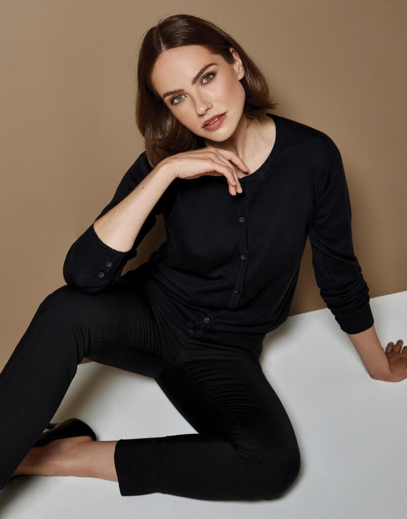 Pull Kustom Kit Classic Fit Arundel Crew Neck Cardigan noir
