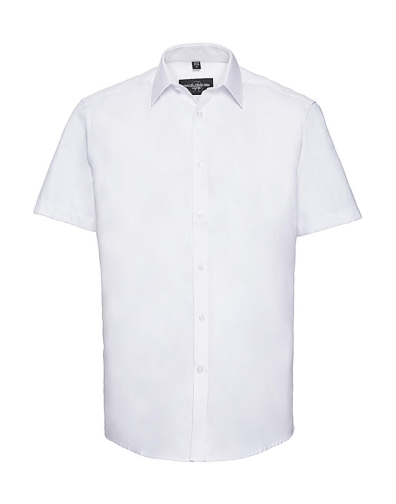 Chemise manches courtes Russell Collection Herringbone blanc