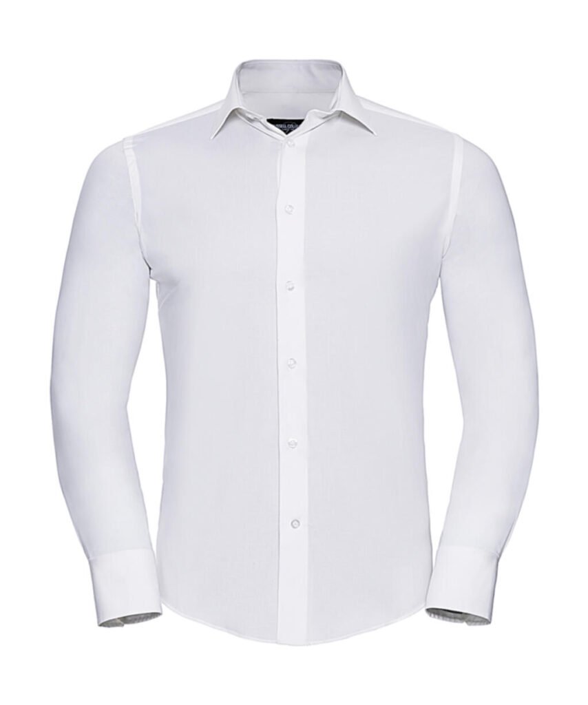 Chemise Russell Collection Fitted Long Sleeve Stretch blanc