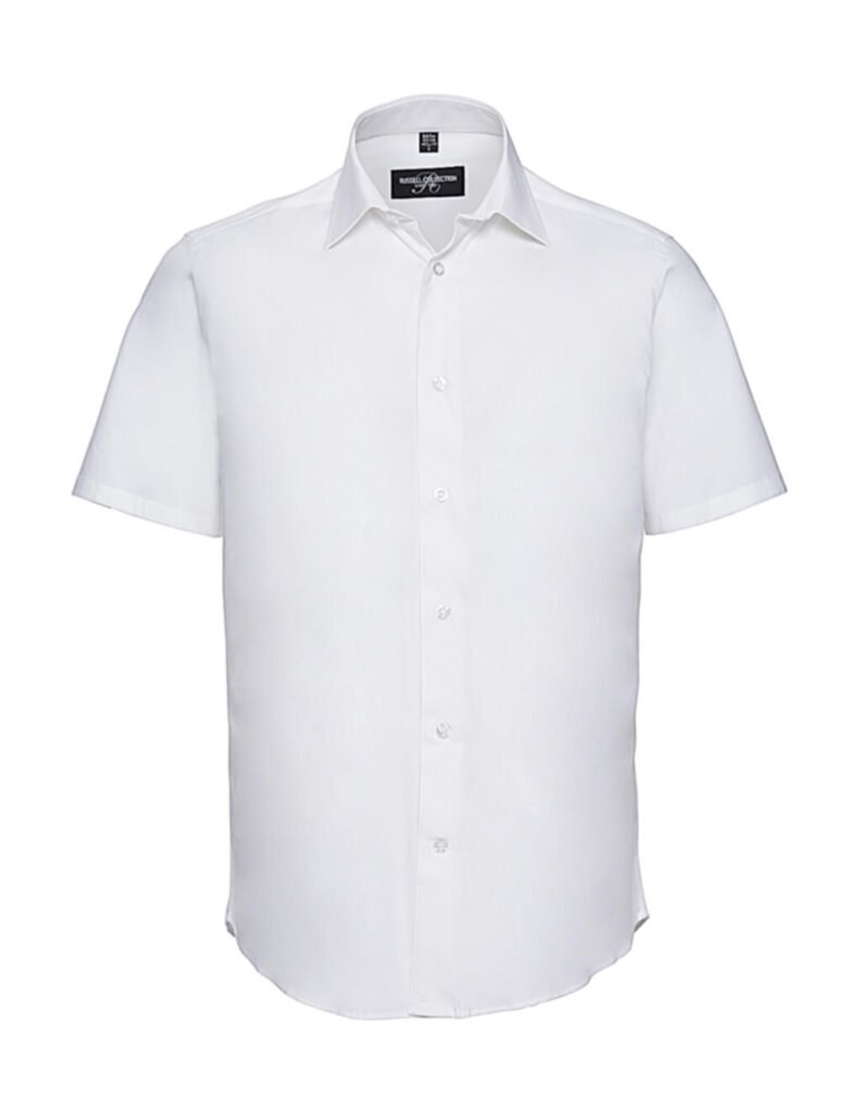 Chemise manches courtes Russell Collection TFitted Short Sleeve Stretch blanc