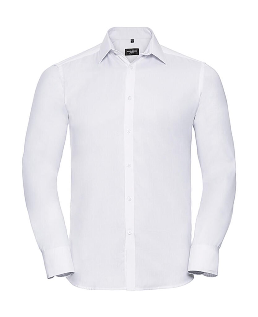 Chemise Russell Collection LS Herringbone blanc