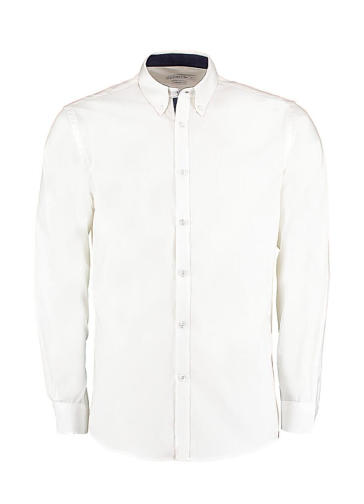 Chemise Kustom Kit Tailored Fit Premium Contrast Oxford blanc / marine