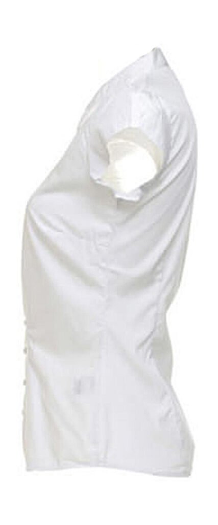 Kustom Kit Tailored Fit Mandarin Collar Blouse SSL blanc