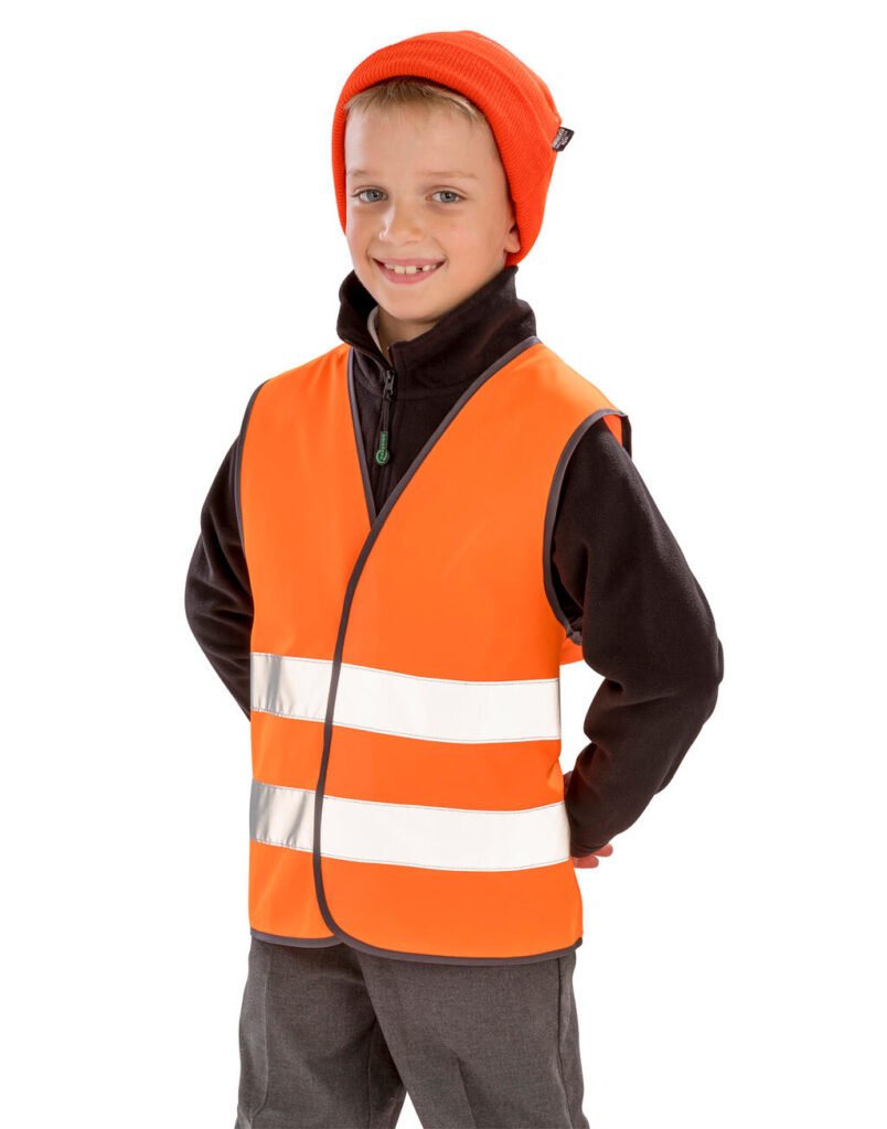 Gilet haute visibilité Result Recycled Junior Recycled Hi-Vis Safety Vest orange fluo