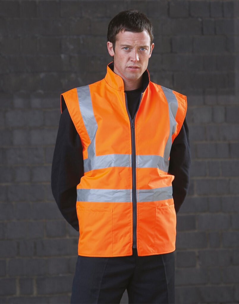 Vêtement haute visibilité Yoko Fluo Fleece Reversible Bodywarmer orange fluo