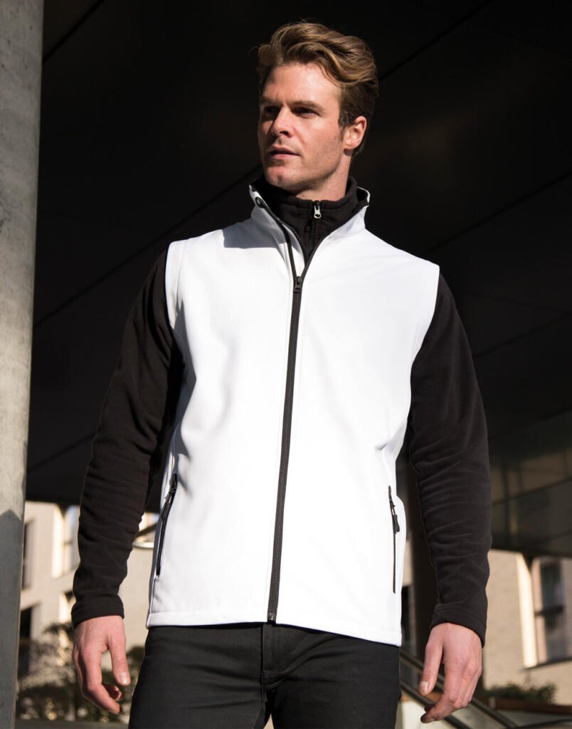 Veste Result Core Printable Softshell Bodywarmer blanc / noir