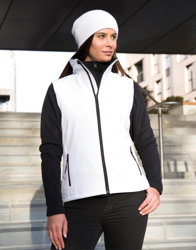 Veste Result Core Printable Softshell Bodywarmer blanc / noir