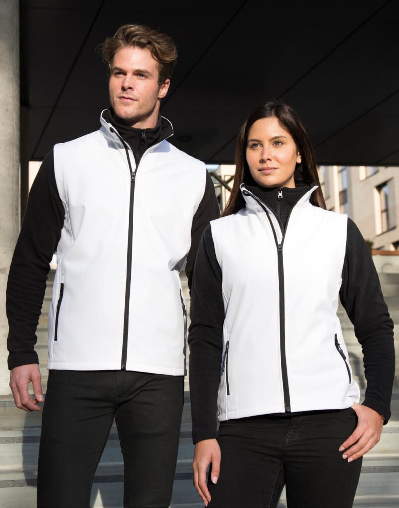 Veste Result Core Printable Softshell Bodywarmer blanc / noir