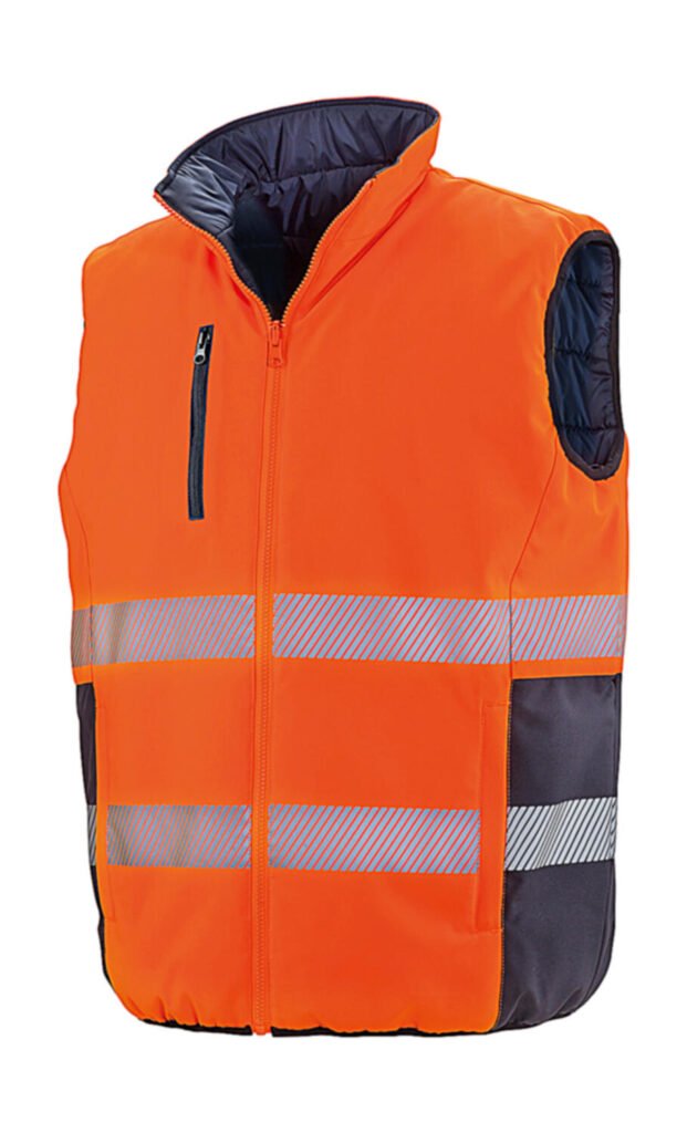Doudoune Result Safe-Guard Reversible Soft Padded Safety Gilet orange fluo / marine