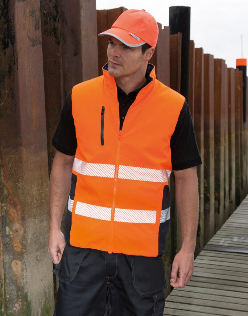 Doudoune Result Safe-Guard Reversible Soft Padded Safety Gilet orange fluo / marine