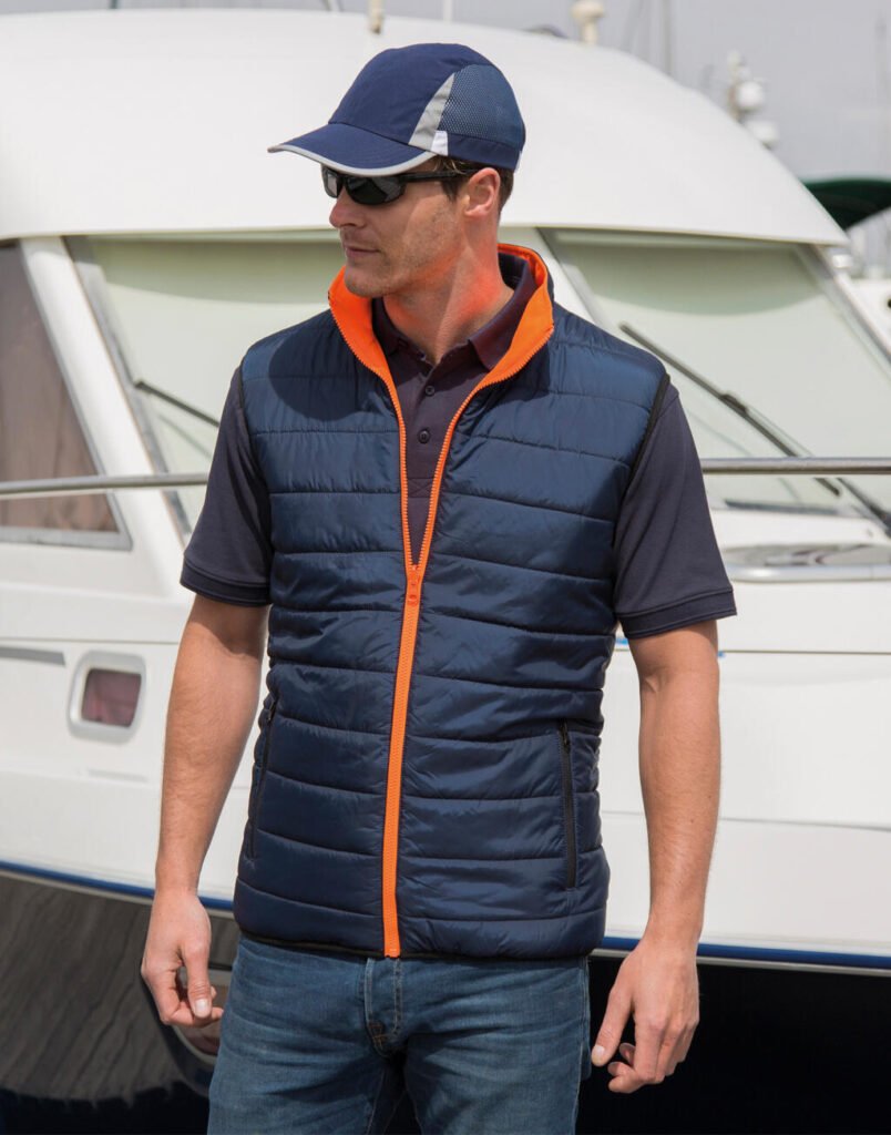 Doudoune Result Safe-Guard Reversible Soft Padded Safety Gilet orange fluo / marine