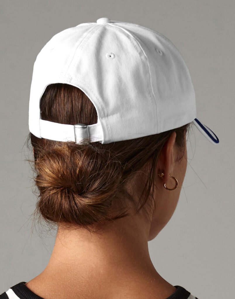 Beechfield Authentic 5 Panel - Piped Peak blanc / marine