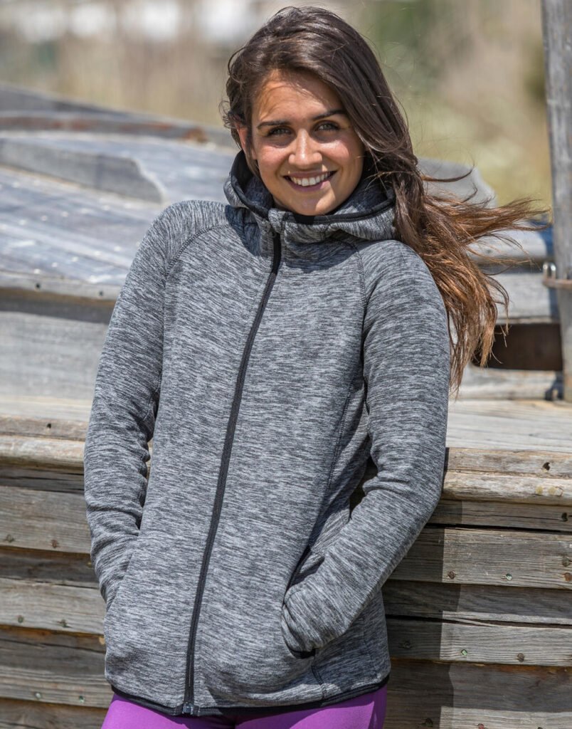 Haut de sport Spiro Microfleece Hoodi gris chiné / noir