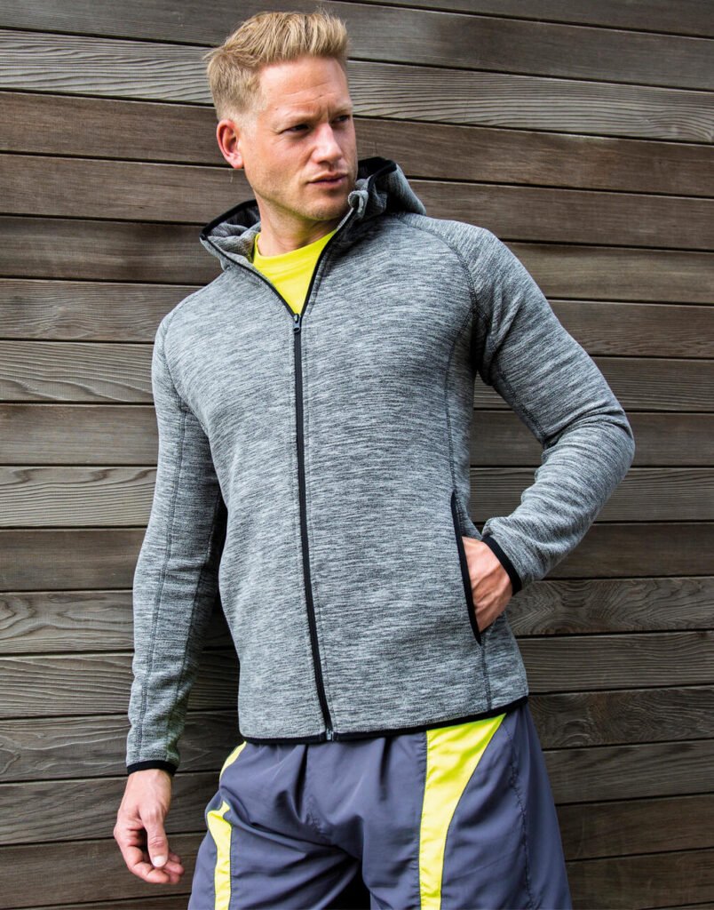 Haut de sport Spiro Microfleece Hoodi gris chiné / noir