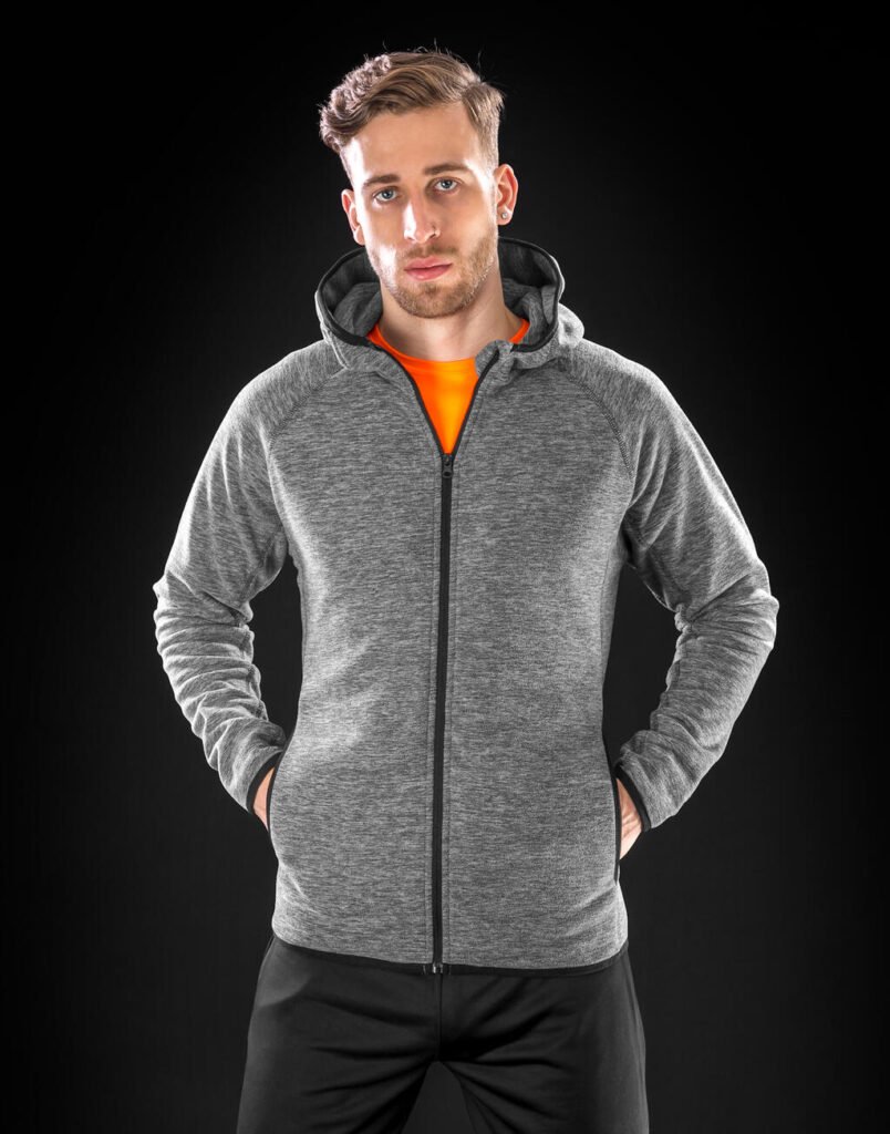Haut de sport Spiro Microfleece Hoodi gris chiné / noir