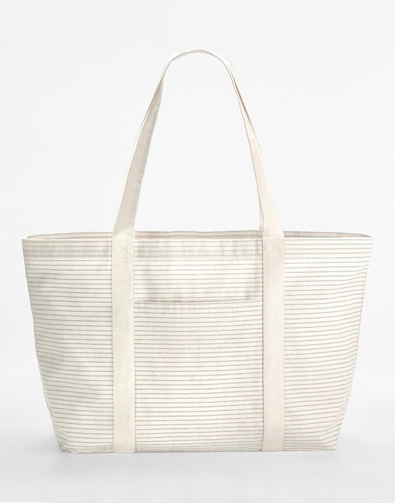 Sac Westford Mill Striped Organic Cotton Shopper grey stripe