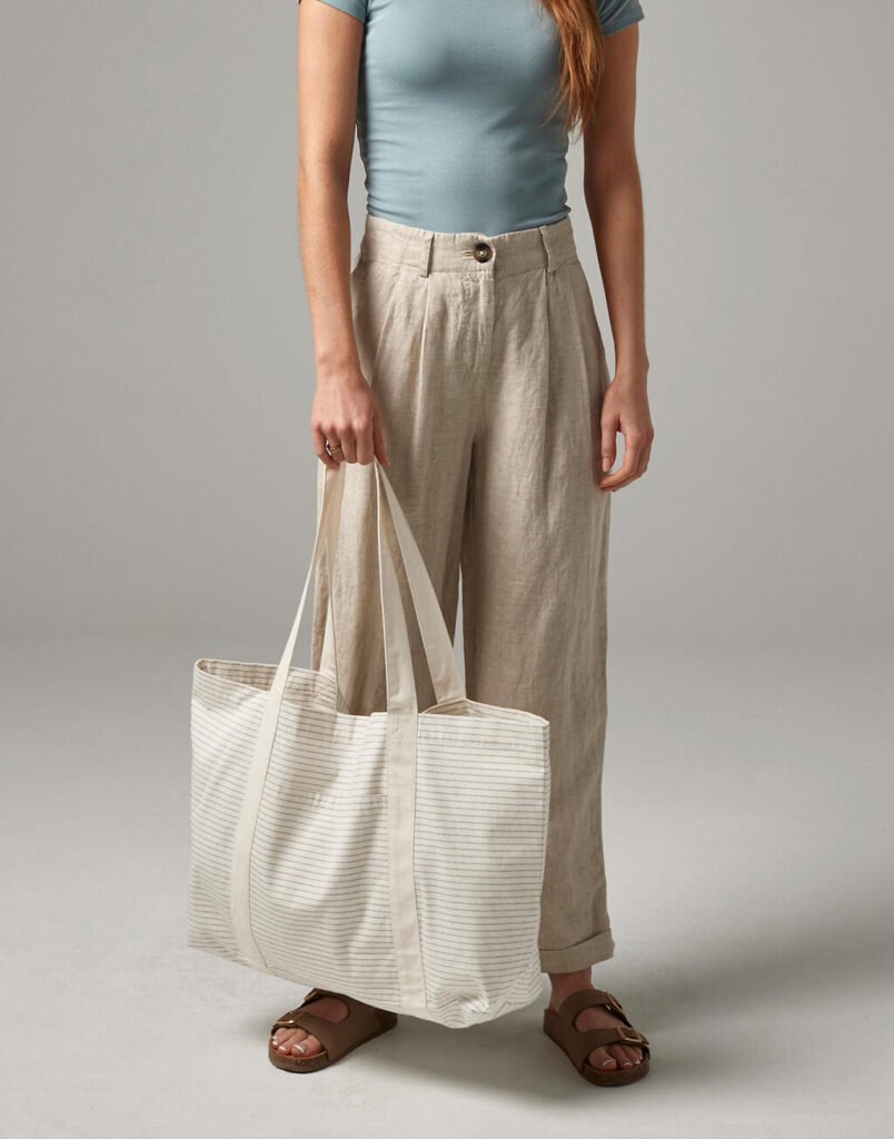 Sac Westford Mill Striped Organic Cotton Shopper grey stripe