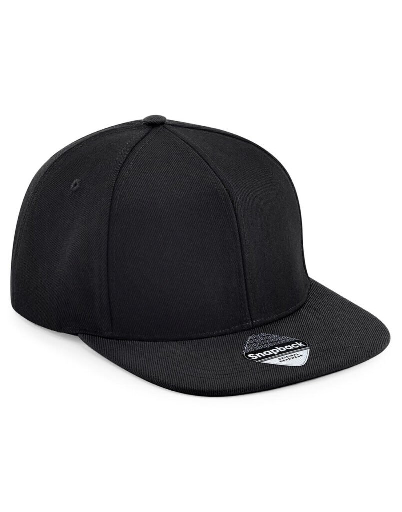 Beechfield Original Flat Peak 6 Panel Snapback noir / noir