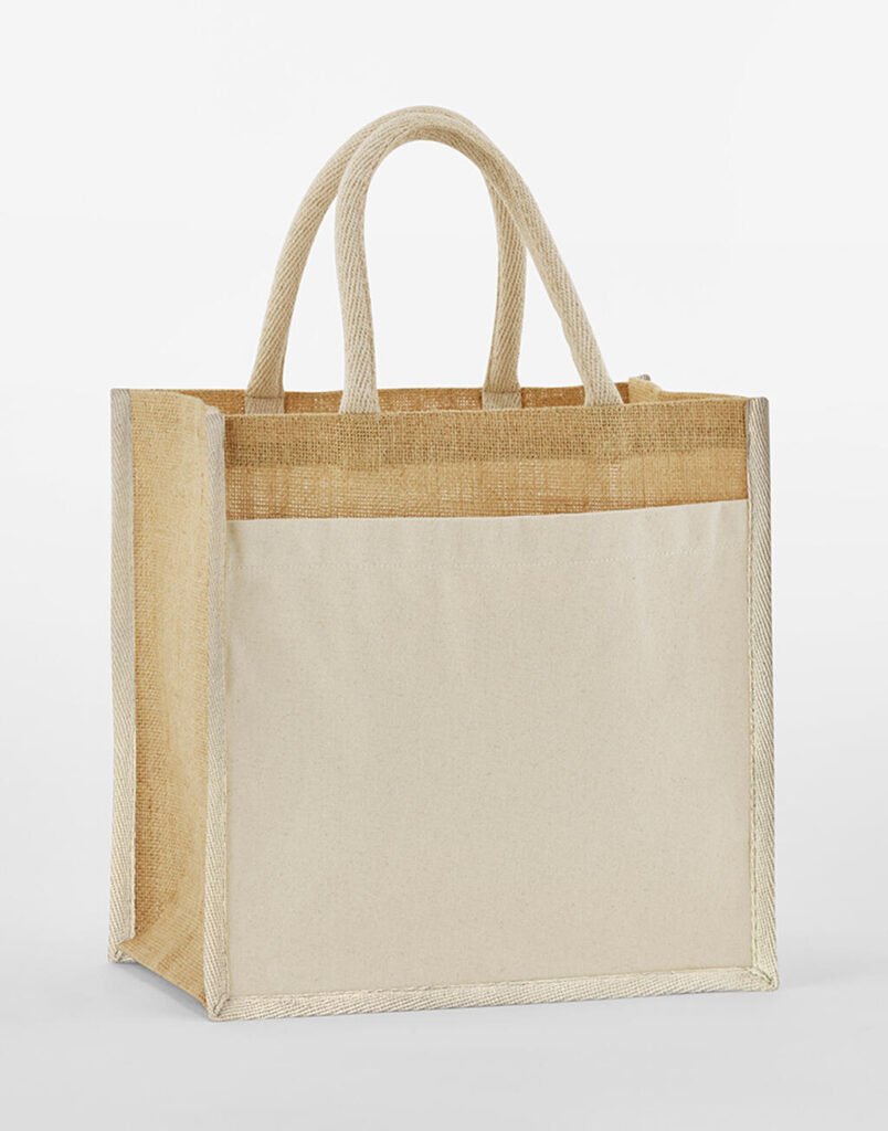 Tote bag Westford Mill Cotton Pocket Natural Starched Jute Midi Tote naturel