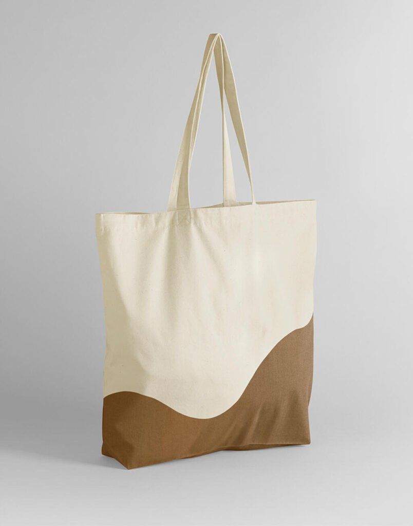 Sac Westford Mill Organic Cotton Wave Print Maxi Tote naturel / caramel