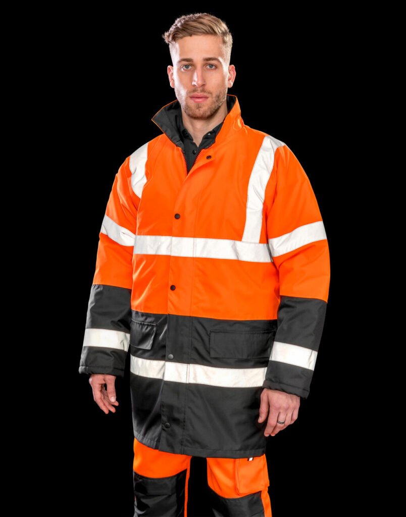Haut de travail Result Safe-Guard Core Motorway 2-Tone Safety Coat orange fluo / noir