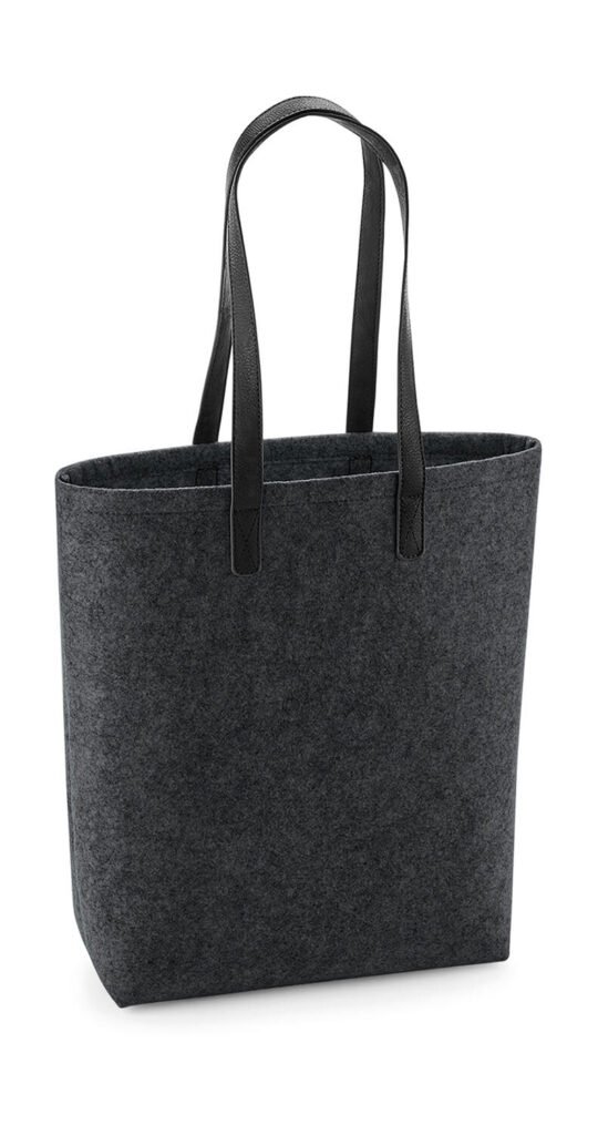 Tote bag Bagbase Premium Felt Tote anthracite chiné / noir