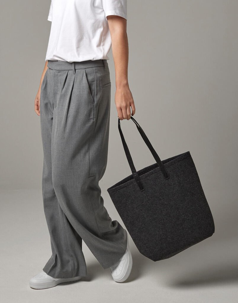 Tote bag Bagbase Premium Felt Tote anthracite chiné / noir