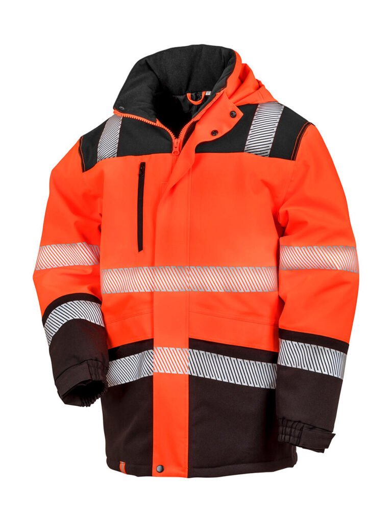 Result Recycled Printable Waterproof Softshell Safety Coat orange fluo / noir
