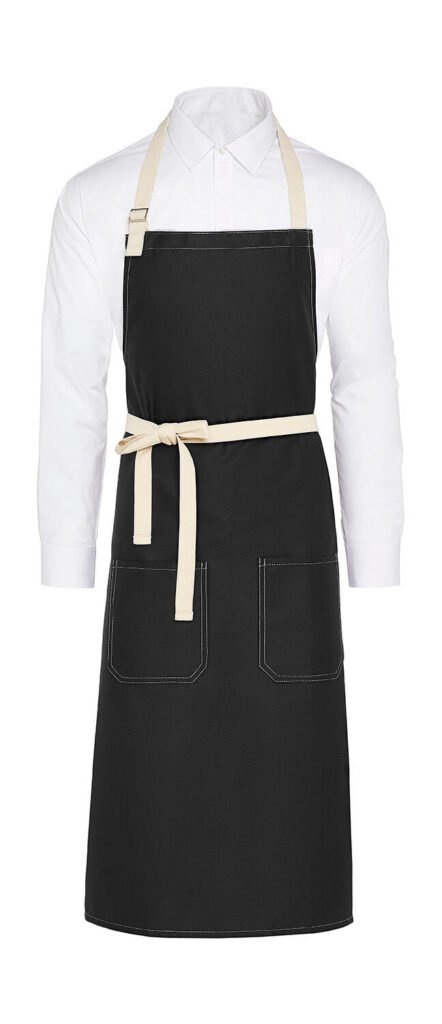 SG Accessories - BISTRO SANTORINI - Contrasted Bib Apron Pocket noir