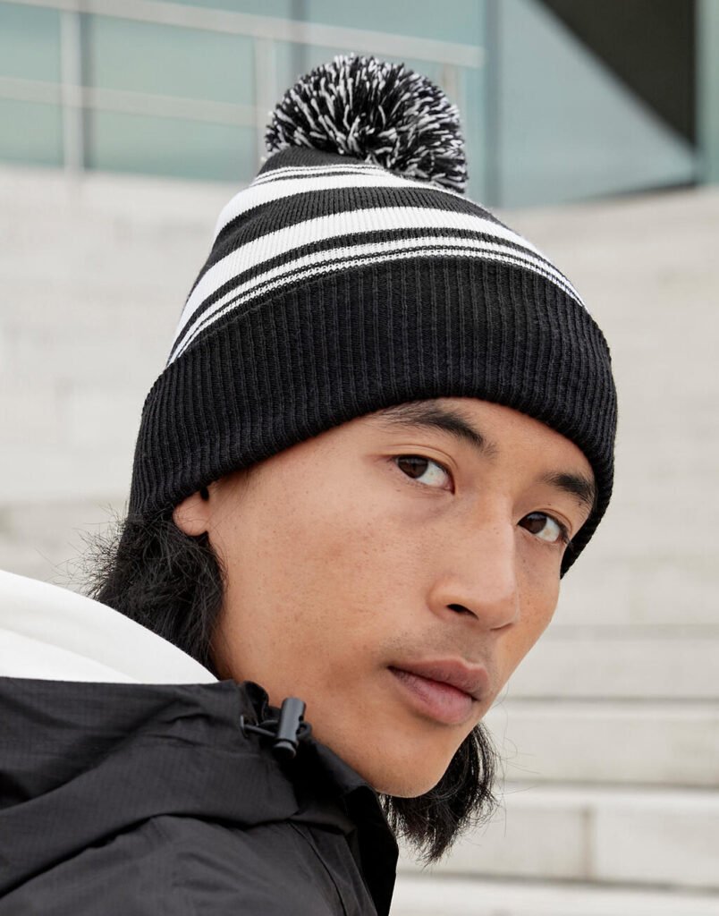 Bonnet Beechfield Striped Fan noir / blanc